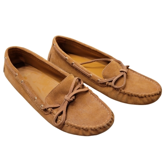 J Crew Womens Suede Driving Shoe Loafer Mocassin Style L0155 Size 7 Tan Brown - Picture 1 of 9